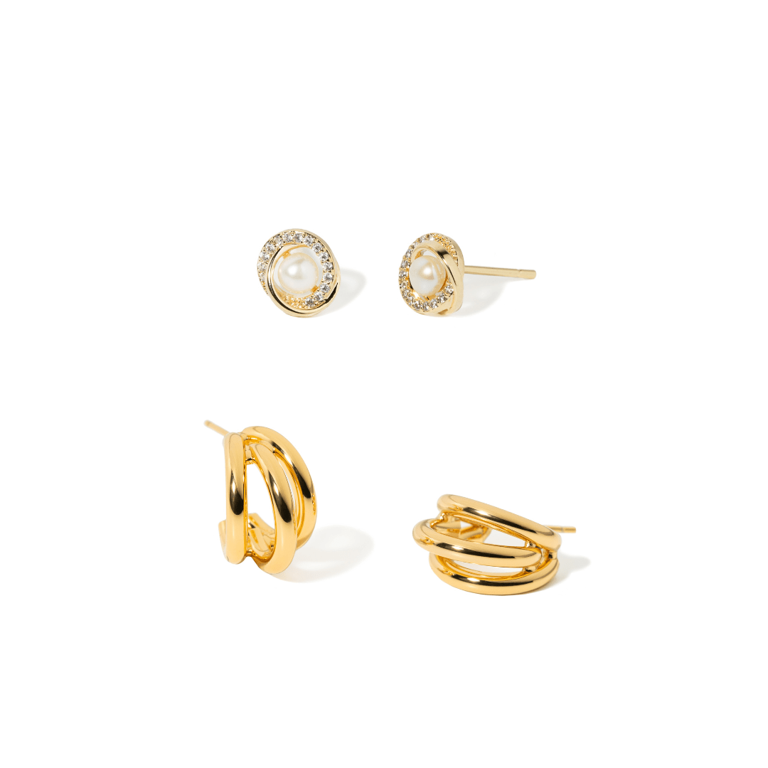 PEARL & HOOPS DUO GIFT SET - SETS DE REGALO - Malandra Jewelry - SET136 - ZWA4/ZWA8