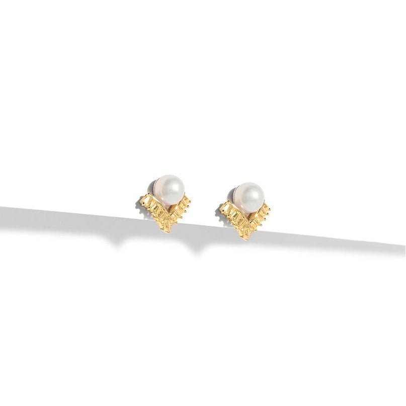 PEARL LUXE GOLD STUDS - ARETES - Malandra Jewelry - ZWA89-QX04635CY