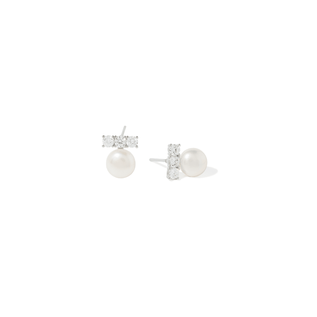 PEARL SILVER GLOW STUDS - ARETES - Malandra Jewelry - ZWA24.P-QX02249CY