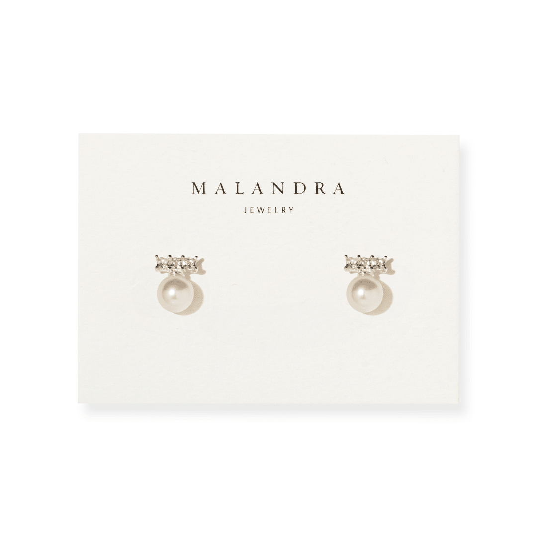 Pearl Sparkle Studs - ARETES - Malandra Jewelry - ZWA158.P-QX09679YN