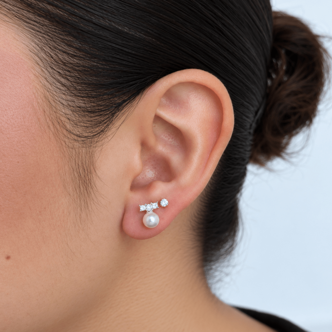 Pearl Sparkle Studs - ARETES - Malandra Jewelry - ZWA158.P-QX09679YN