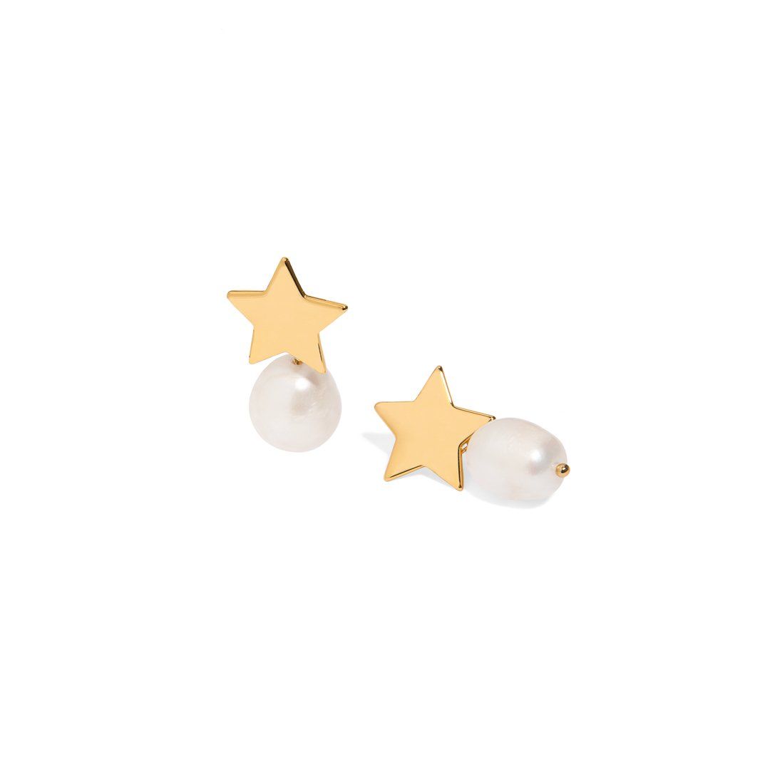 PEARL STAR EARRINGS - ARETES - Malandra Jewelry - TA1639