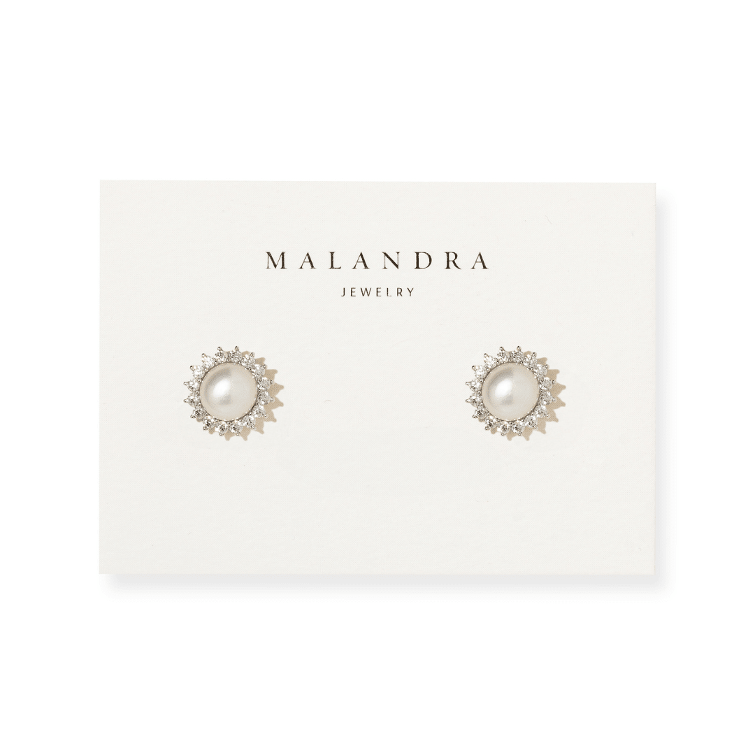 Pearl Sunburst Studs - ARETES - Malandra Jewelry - ZWA164.P-QX04625CYZ