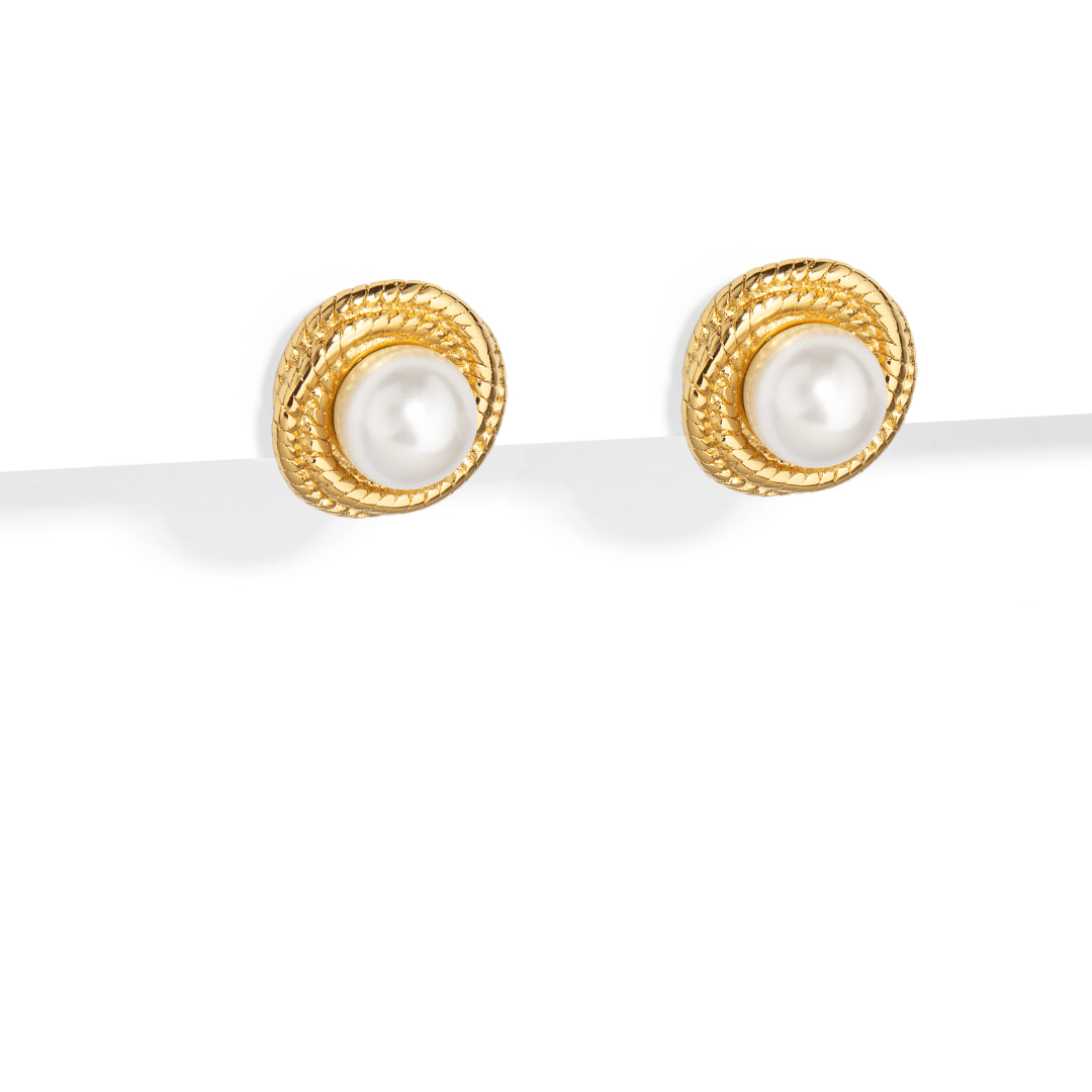 PEARL TWIST EARRINGS - ARETES - Malandra Jewelry - AA1454 - K55251