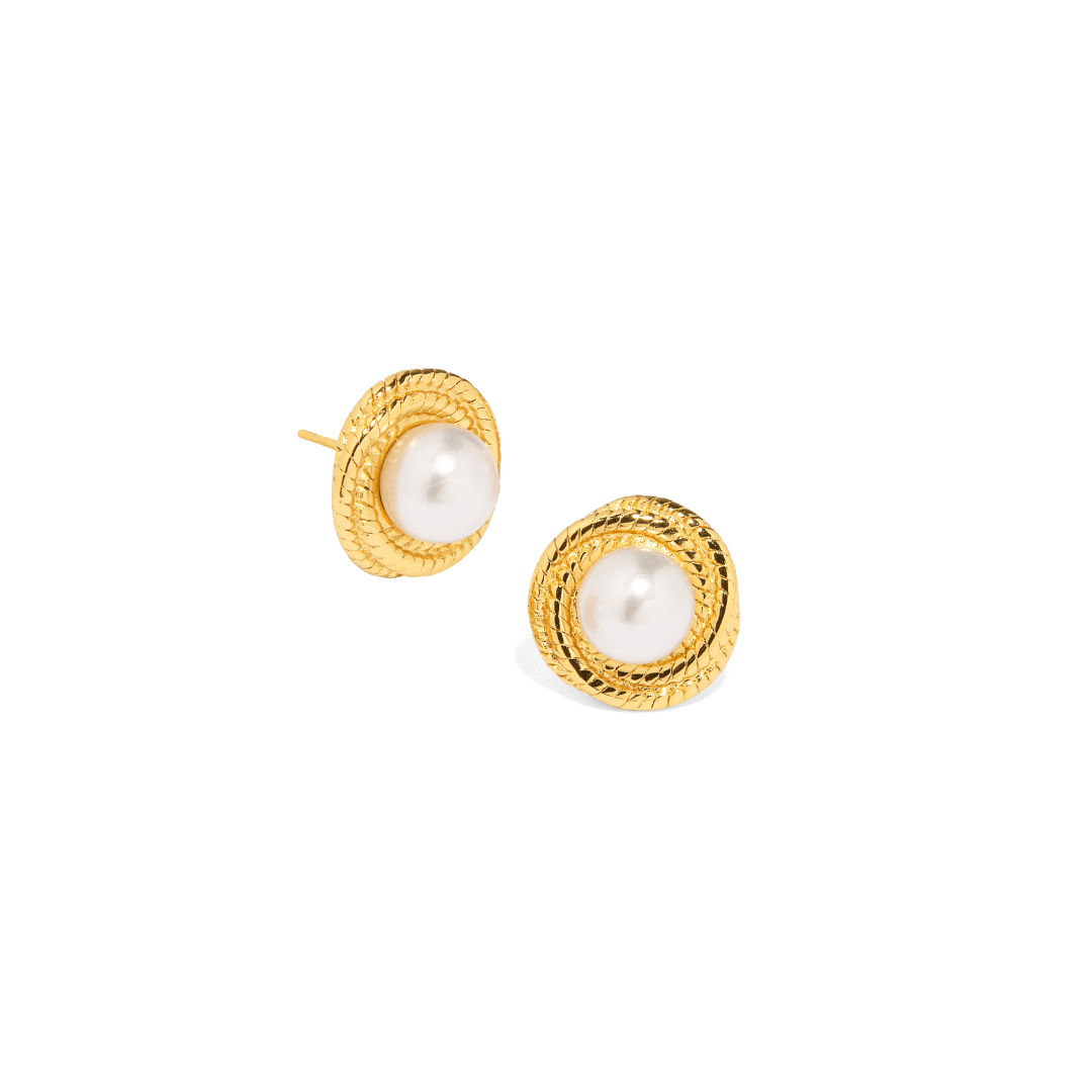 PEARL TWIST EARRINGS - ARETES - Malandra Jewelry - AA1454 - K55251