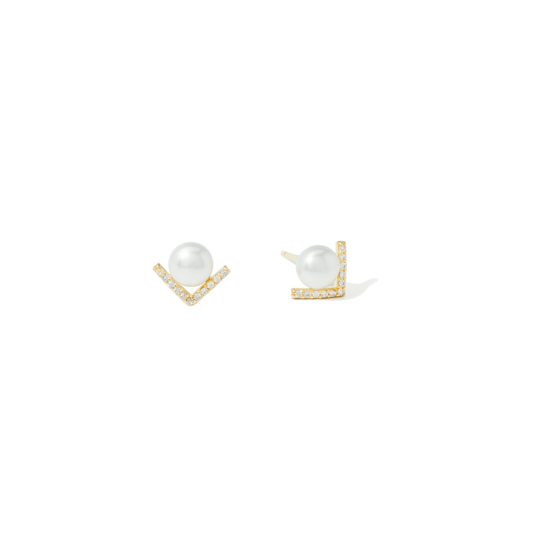 PEARL V GLEAM EARRINGS - ARETES - Malandra Jewelry - ZWA130-QX02244CY