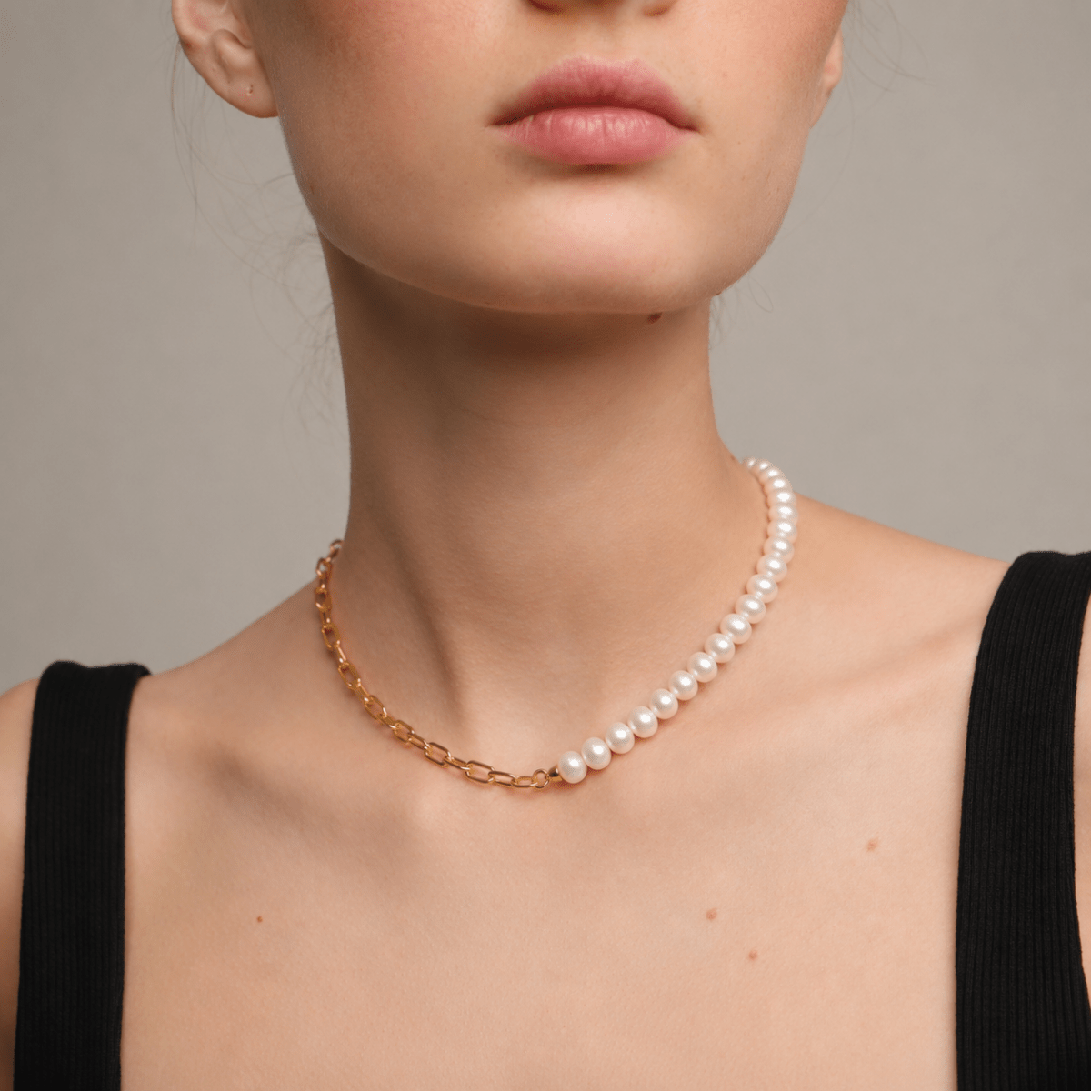 PEARLS & LINKS NECKLACE - COLLARES - Malandra Jewelry - TC1597
