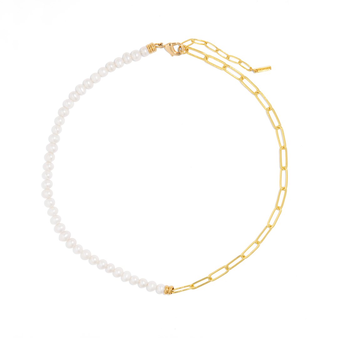 PEARLS & LINKS SLIM NECKLACE - COLLARES - Malandra Jewelry - TC1598