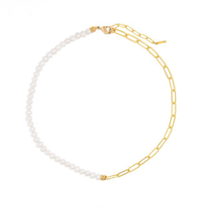 PEARLS & LINKS SLIM NECKLACE - COLLARES - Malandra Jewelry - TC1598