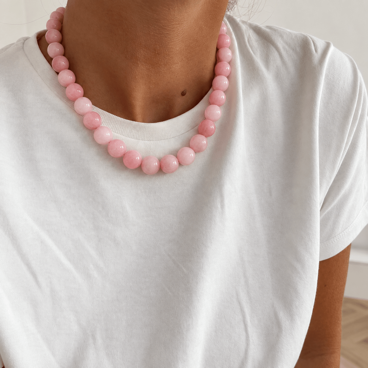 PINK JADE TERRA NECKLACE - COLLARES - Malandra Jewelry - TC2370