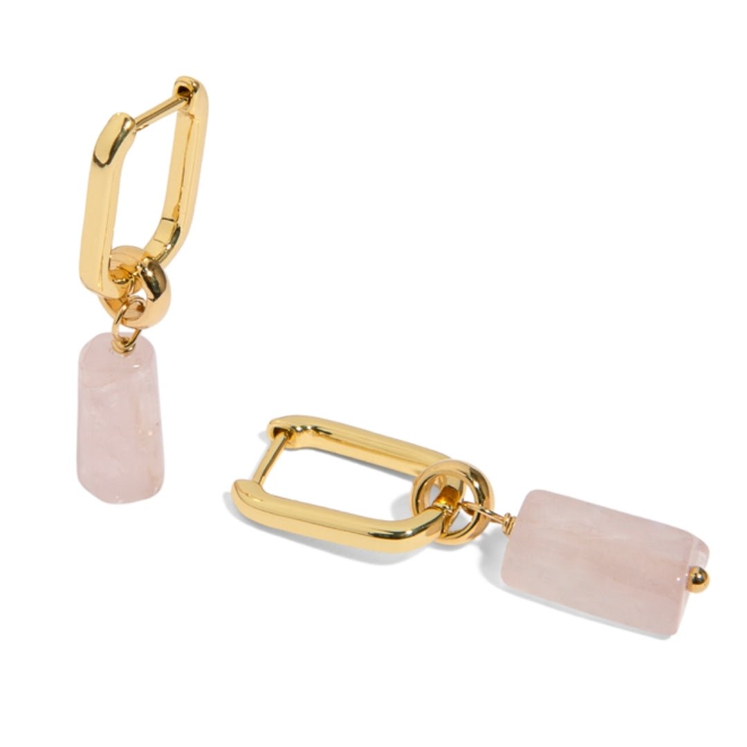 PINK QUARTZ AURA EARRINGS - ARETES - Malandra Jewelry - TA1621