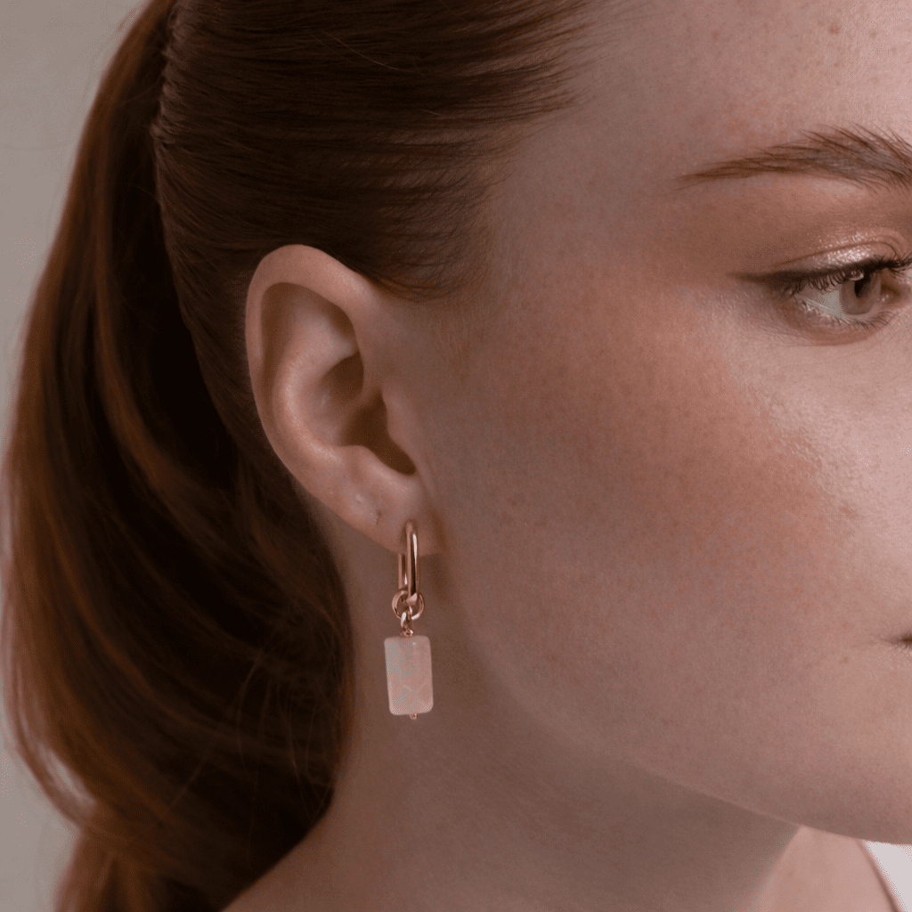 PINK QUARTZ AURA EARRINGS - ARETES - Malandra Jewelry - TA1621