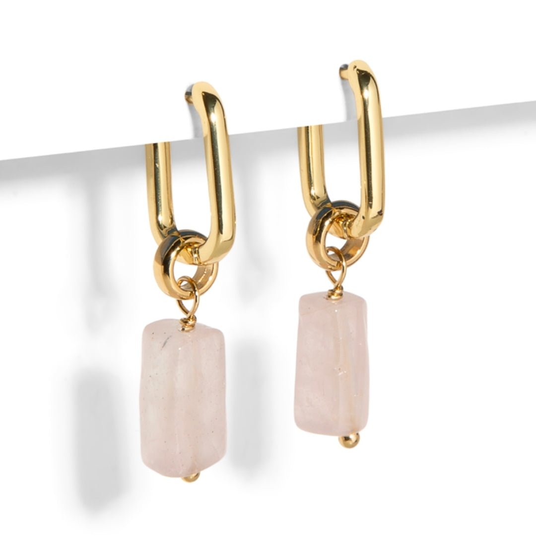 PINK QUARTZ AURA EARRINGS - ARETES - Malandra Jewelry - TA1621