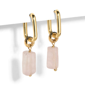 PINK QUARTZ AURA EARRINGS - ARETES - Malandra Jewelry - TA1621