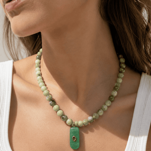 PISTACHIO JADE GAIA NECKLACE - COLLARES - Malandra Jewelry - TC2533