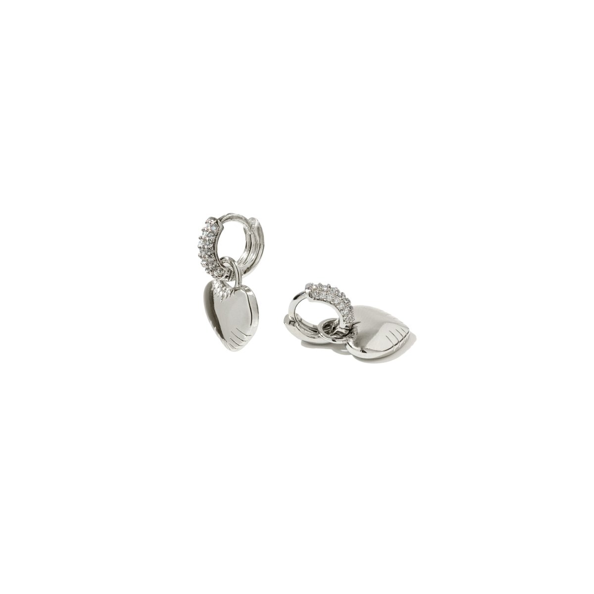 PLAYFUL SILVER HEART EARRINGS - ARETES - Malandra Jewelry - AA1390.P - D28971