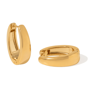 POLISHED OVAL HOOPS - ARETES - Malandra Jewelry - EUWA535-JDE0305017-18