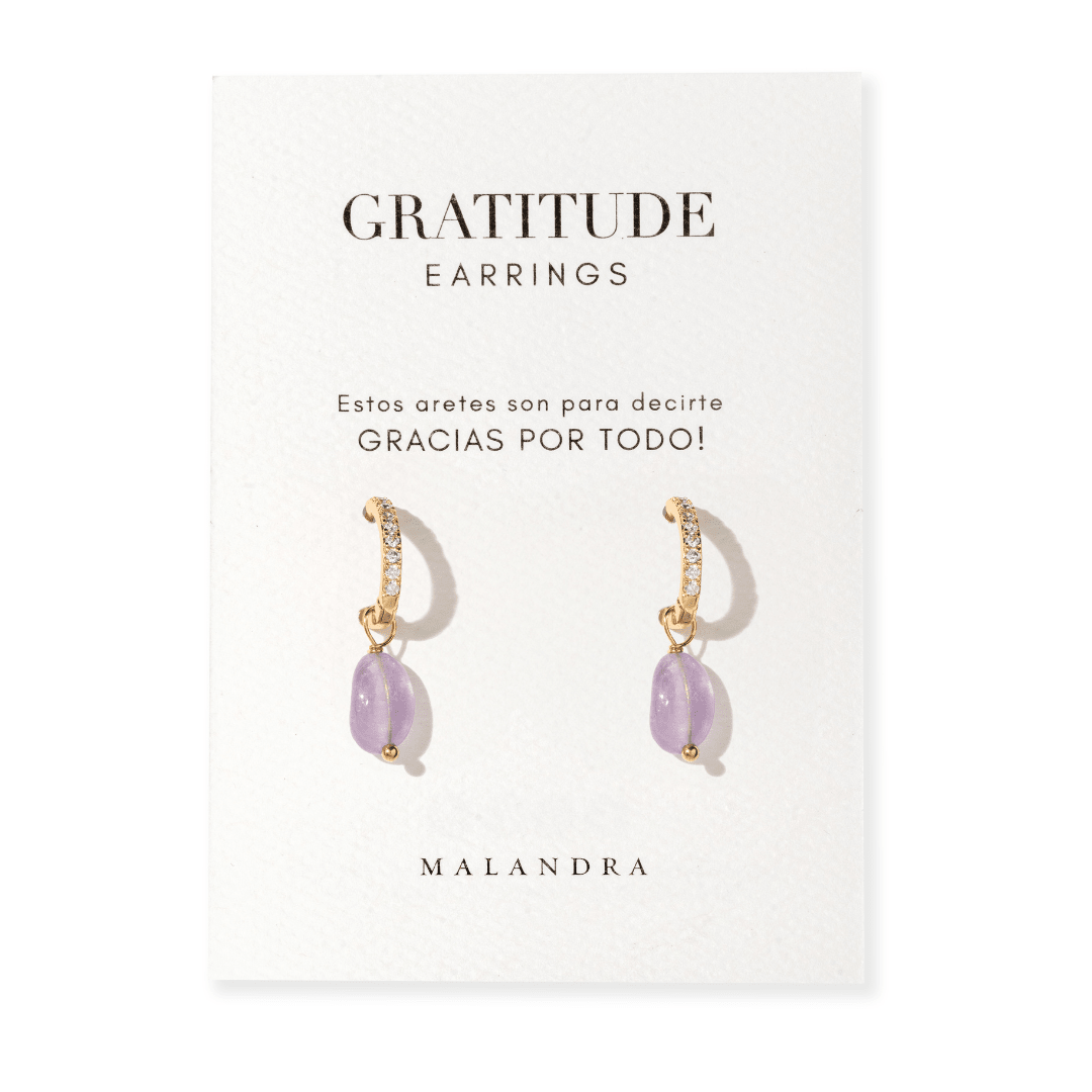 PURPLE AMETHYST GRATITUDE HOOPS - ARETES - Malandra Jewelry - TA2353