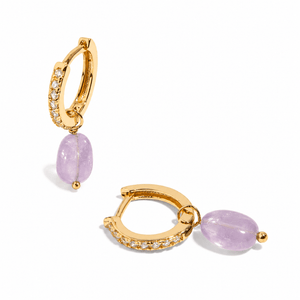 Purple Amethyst Gratitude Hoops - ARETES - Malandra Jewelry - TA2353