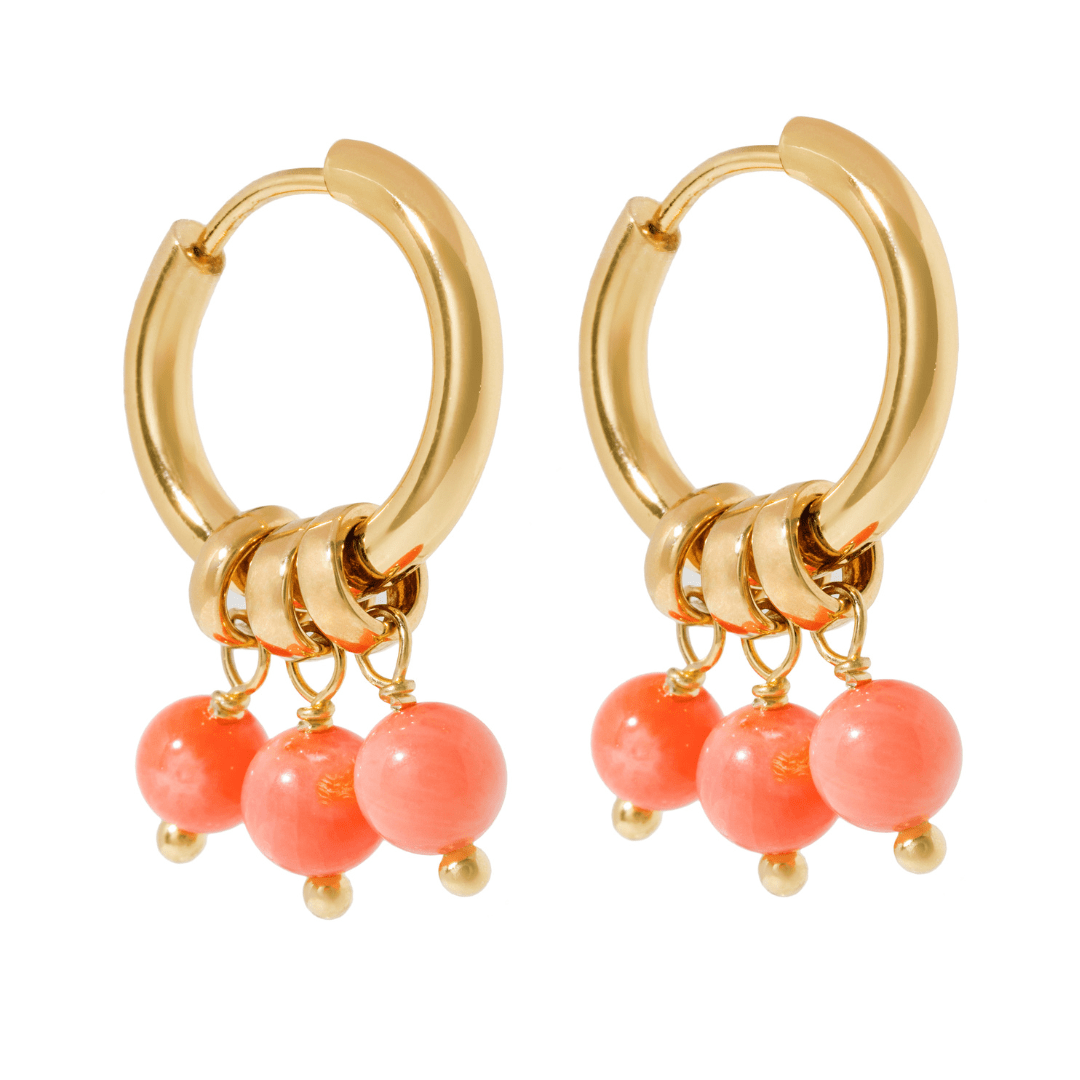 RADIANT CORAL JADE HOOPS - ARETES - Malandra Jewelry - TA2488