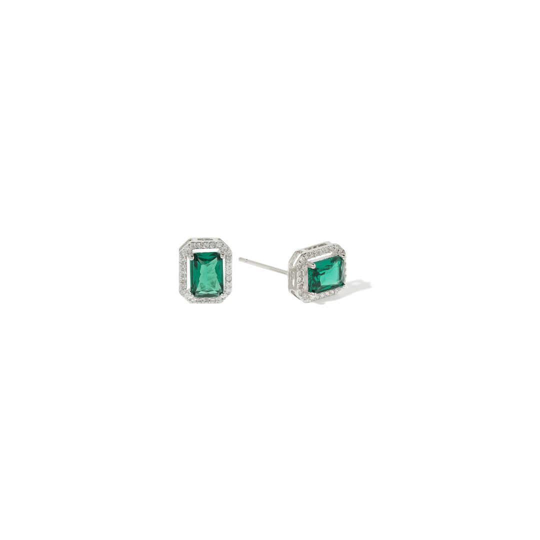 RADIANT EMERALD STUDS - ARETES - Malandra Jewelry - ZWA126.V-QX00878SY