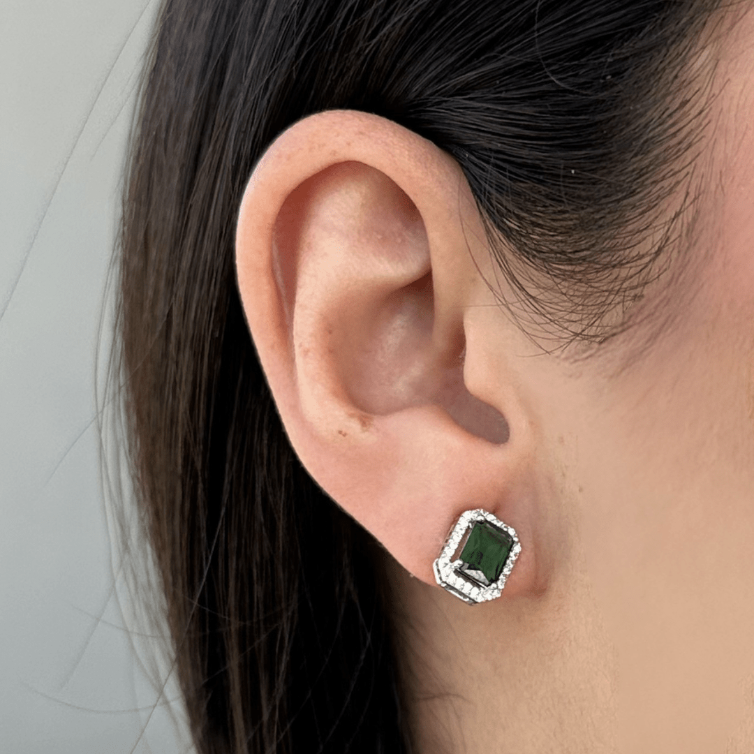 RADIANT EMERALD STUDS - ARETES - Malandra Jewelry - ZWA126.V-QX00878SY