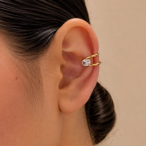 RADIANT OVAL EAR CUFF - ARETES - Malandra Jewelry - EUWA491-JDE0308015