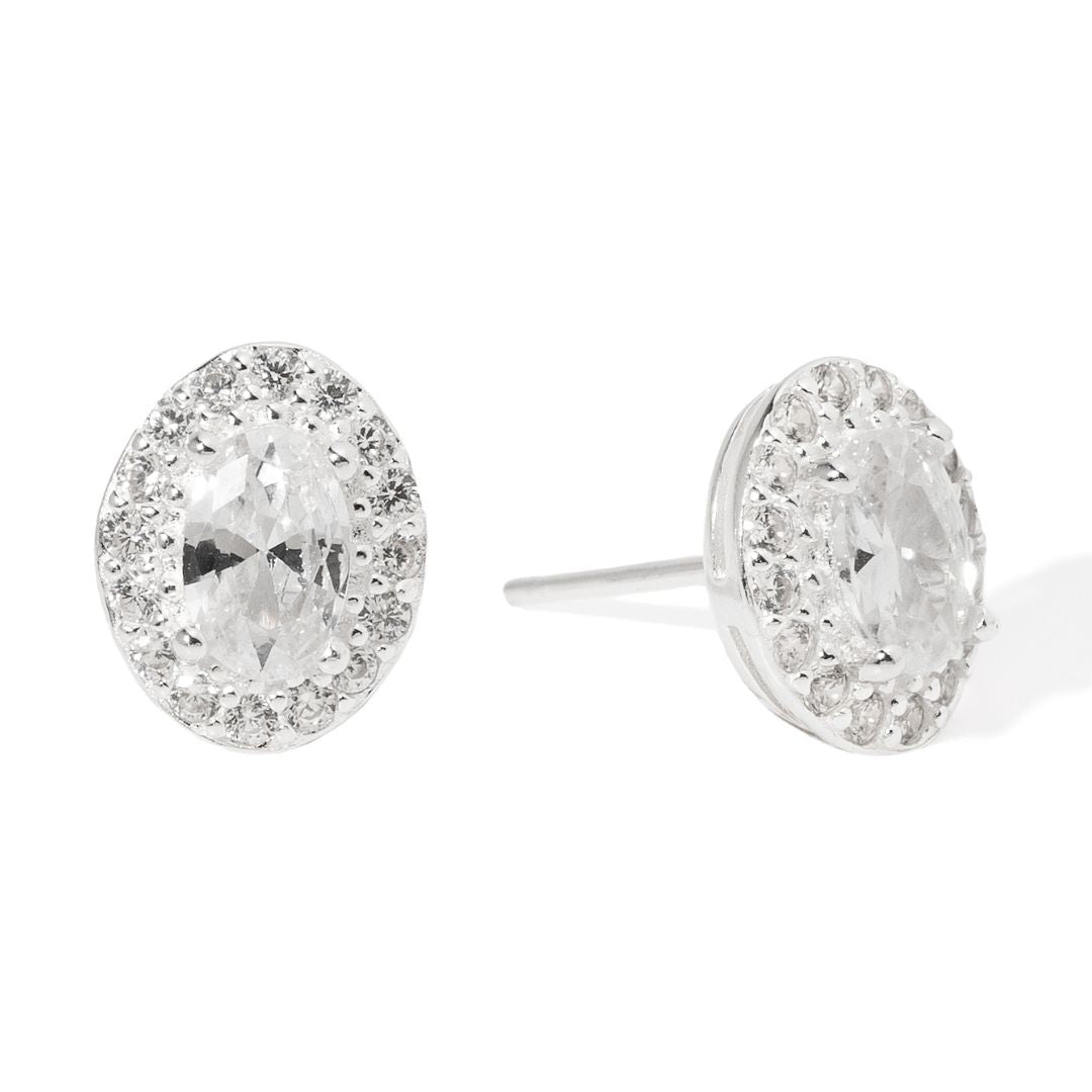 RADIANT SILVER OVAL STUDS - ARETES - Malandra Jewelry - FBA530-1EJG0015-1PP-4
