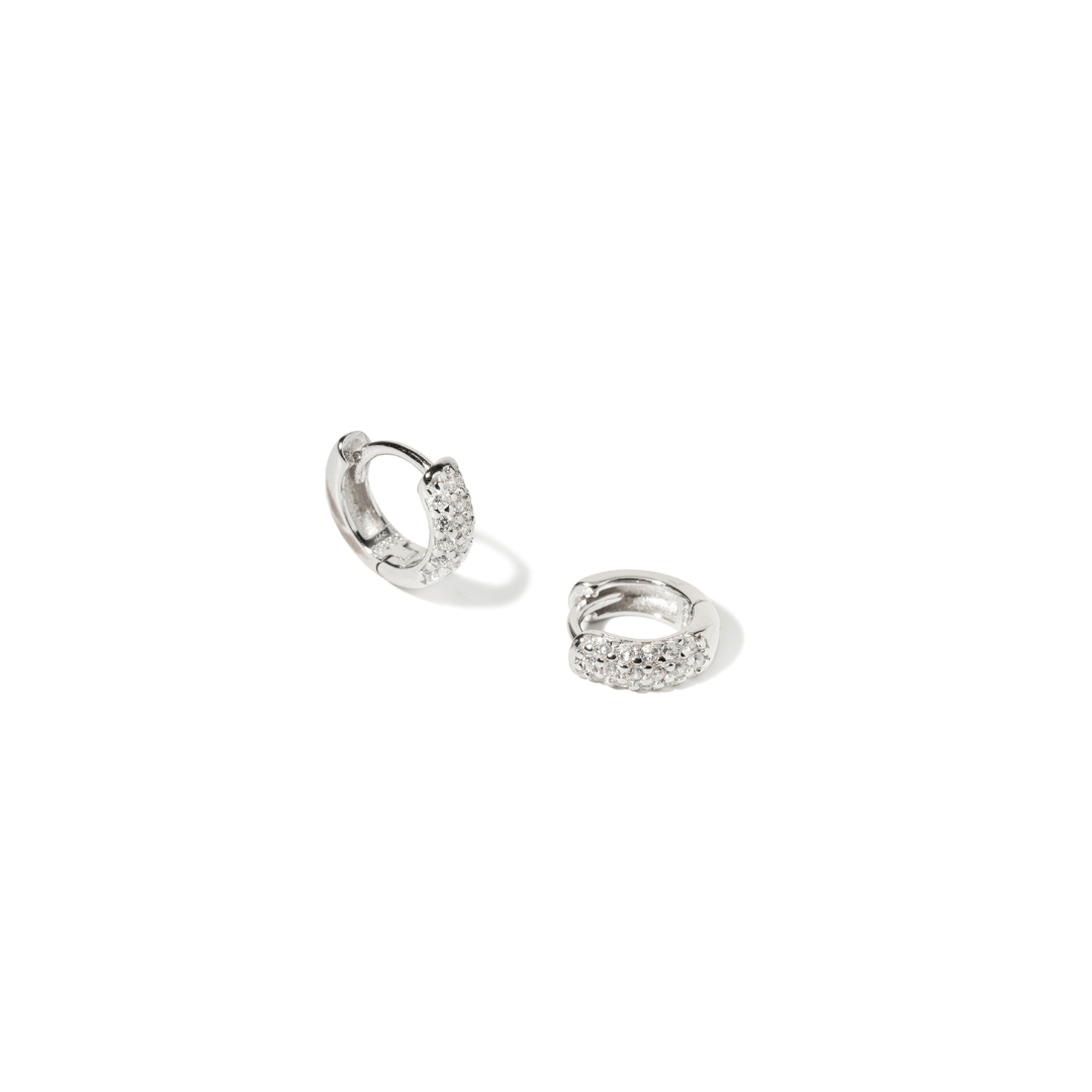 RADIANT SILVER SPARK HUGGIES - ARETES - Malandra Jewelry - EAWA126.P-AAE645-S-6mm