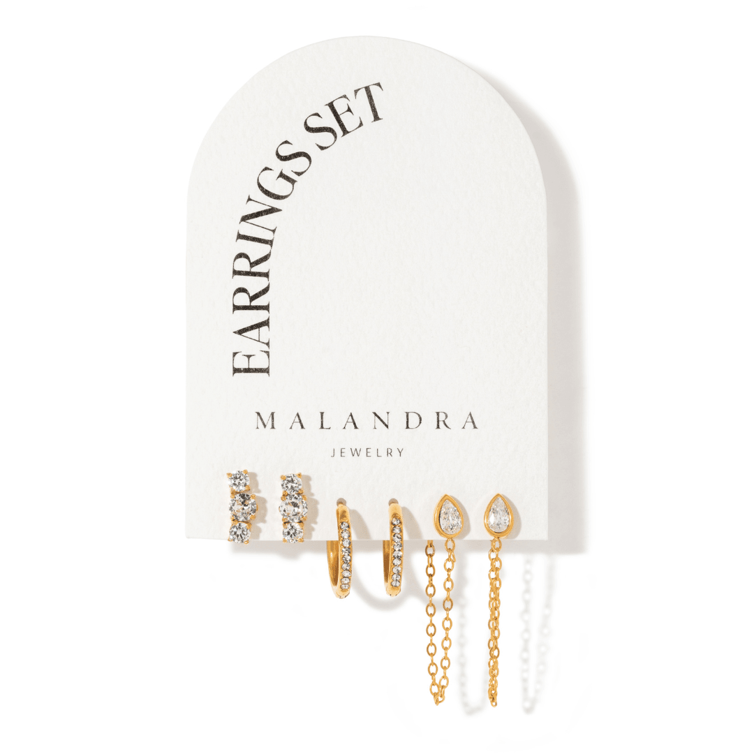 RADIANT STACK EARRING SET - ARETES - Malandra Jewelry - EUWA571-JDE0201323