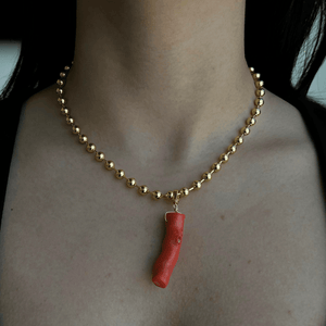 RED CORAL BEADED NECKLACE - COLLARES - Malandra Jewelry - TC2291 / EYHC13