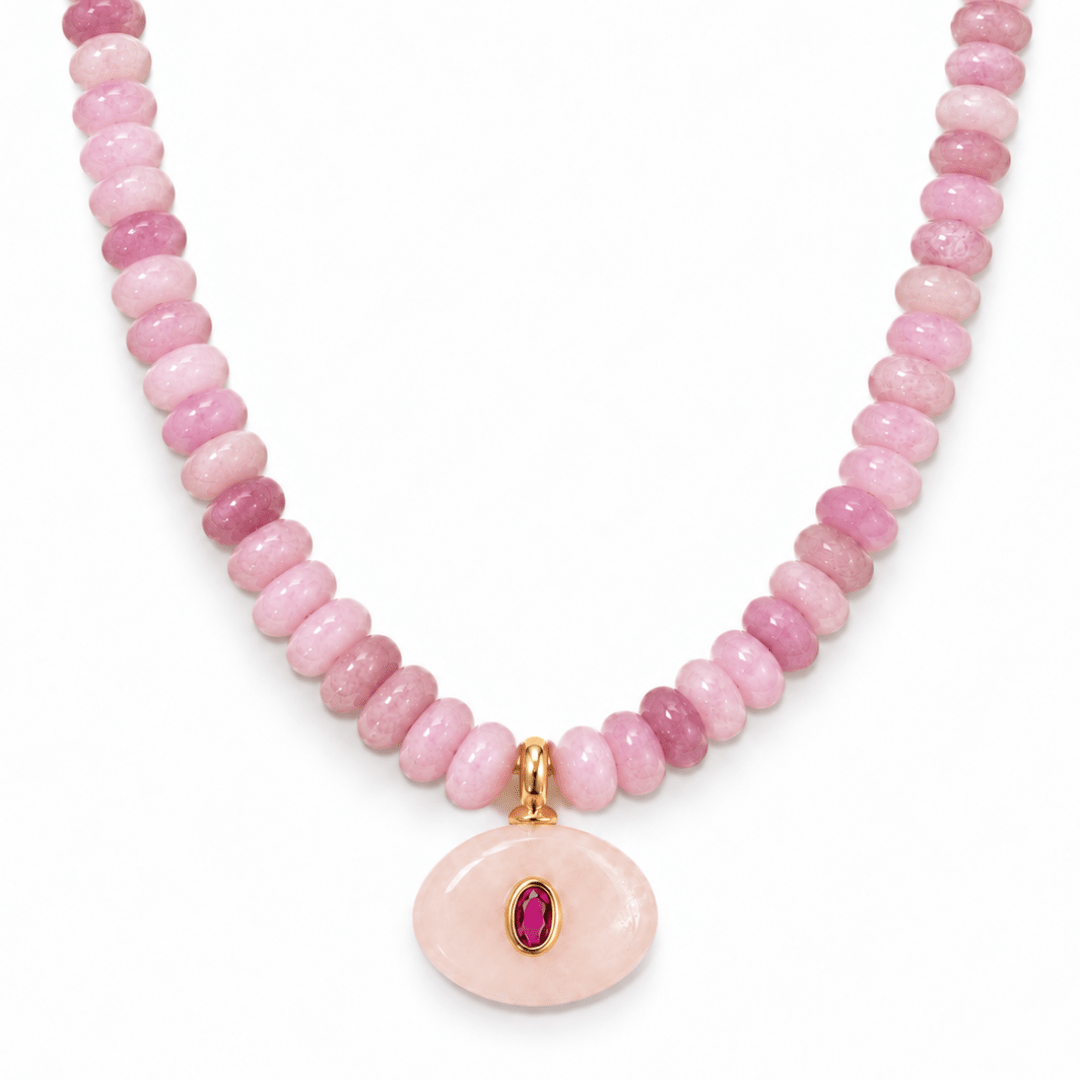 Rosé Jasper Gaia Necklace - COLLARES - Malandra Jewelry - TC2523