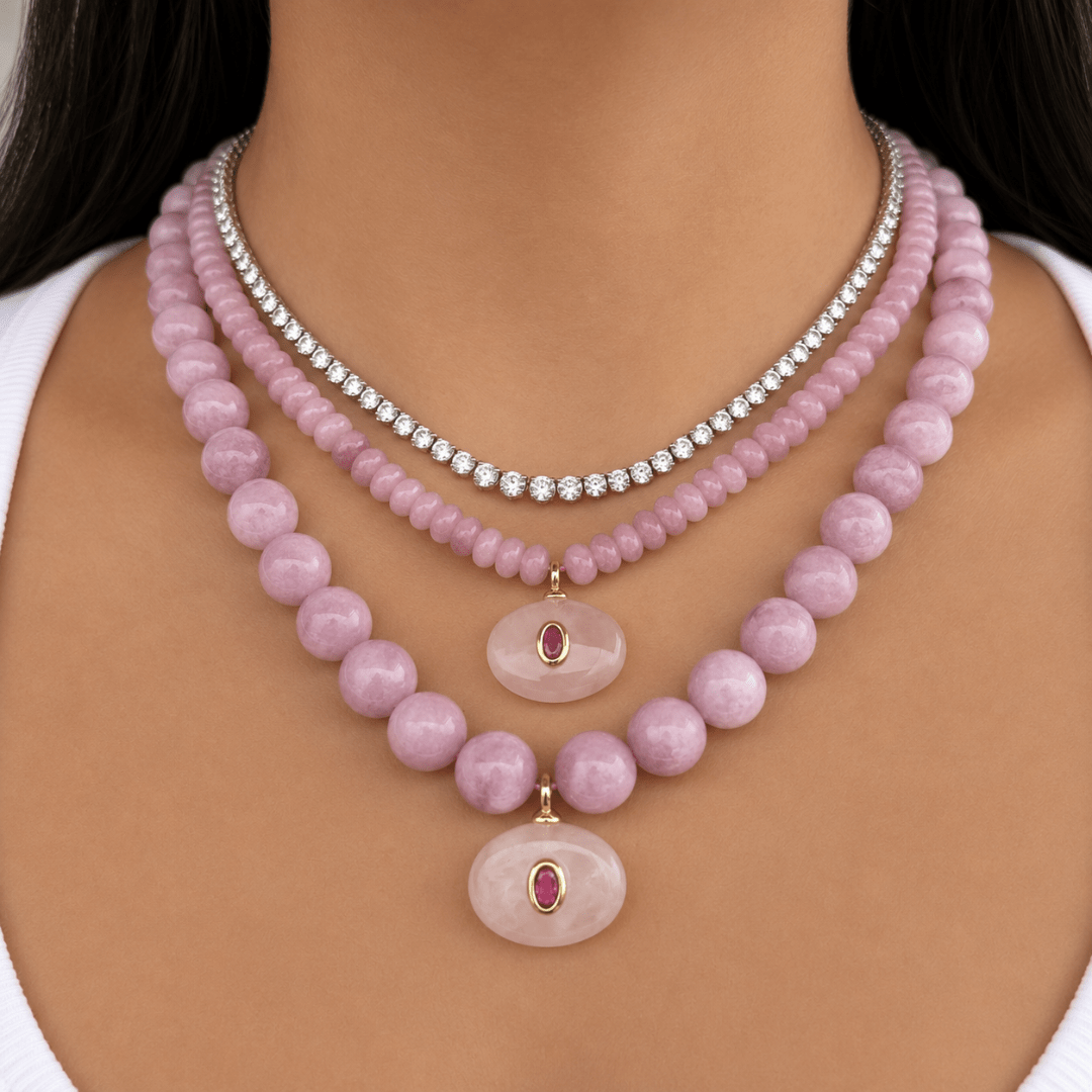 ROSÉ JASPER GAIA NECKLACE - COLLARES - Malandra Jewelry - TC2523