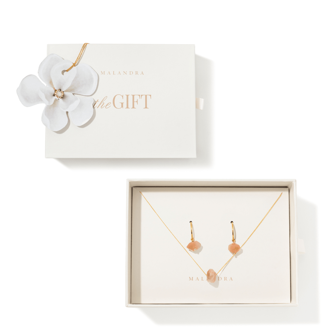 ROSE STONE EARRINGS SET - SETS DE REGALO - Malandra Jewelry - SET189 TA2171/TC1983