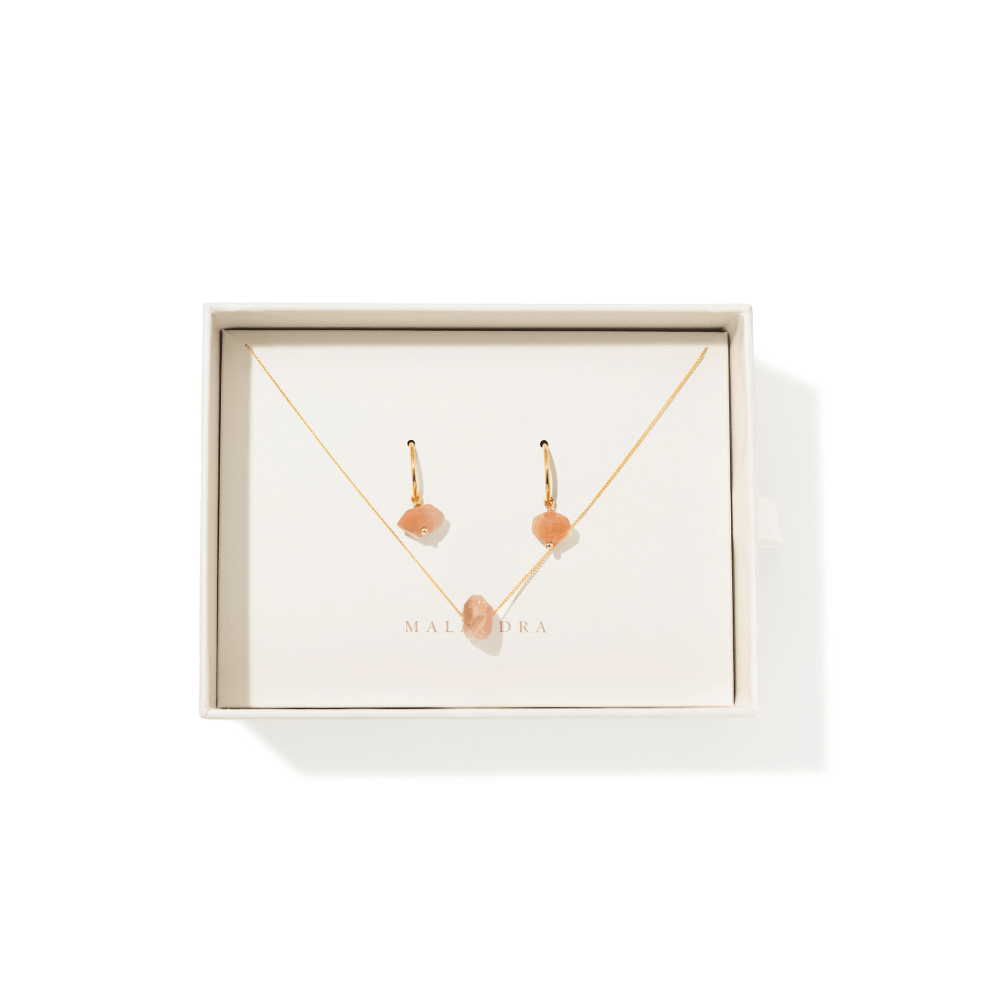 ROSE STONE EARRINGS SET - SETS DE REGALO - Malandra Jewelry - SET189 TA2171/TC1983