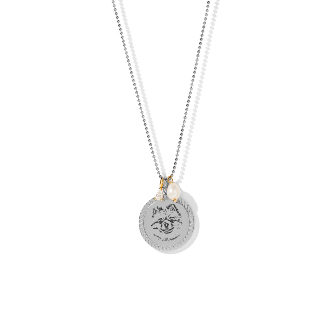 ROUND CHARM IMAGE SILVER NECKLACE - COLLARES GRABADOS - Malandra Jewelry - ESYC5.P