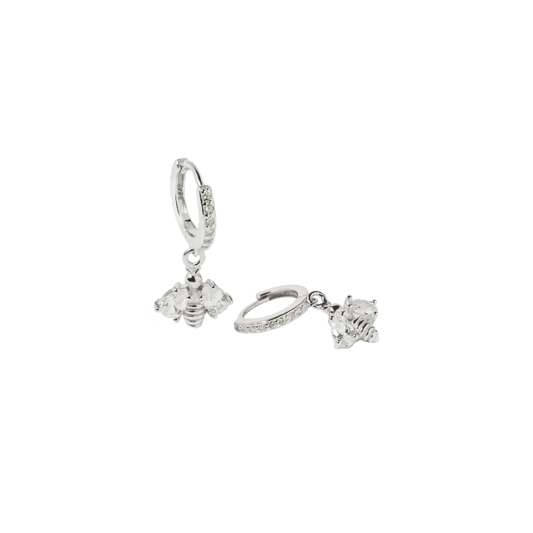 ROYAL BEE SILVER HOOPS - ARETES - Malandra Jewelry - FBA463-1EAR0026-RR