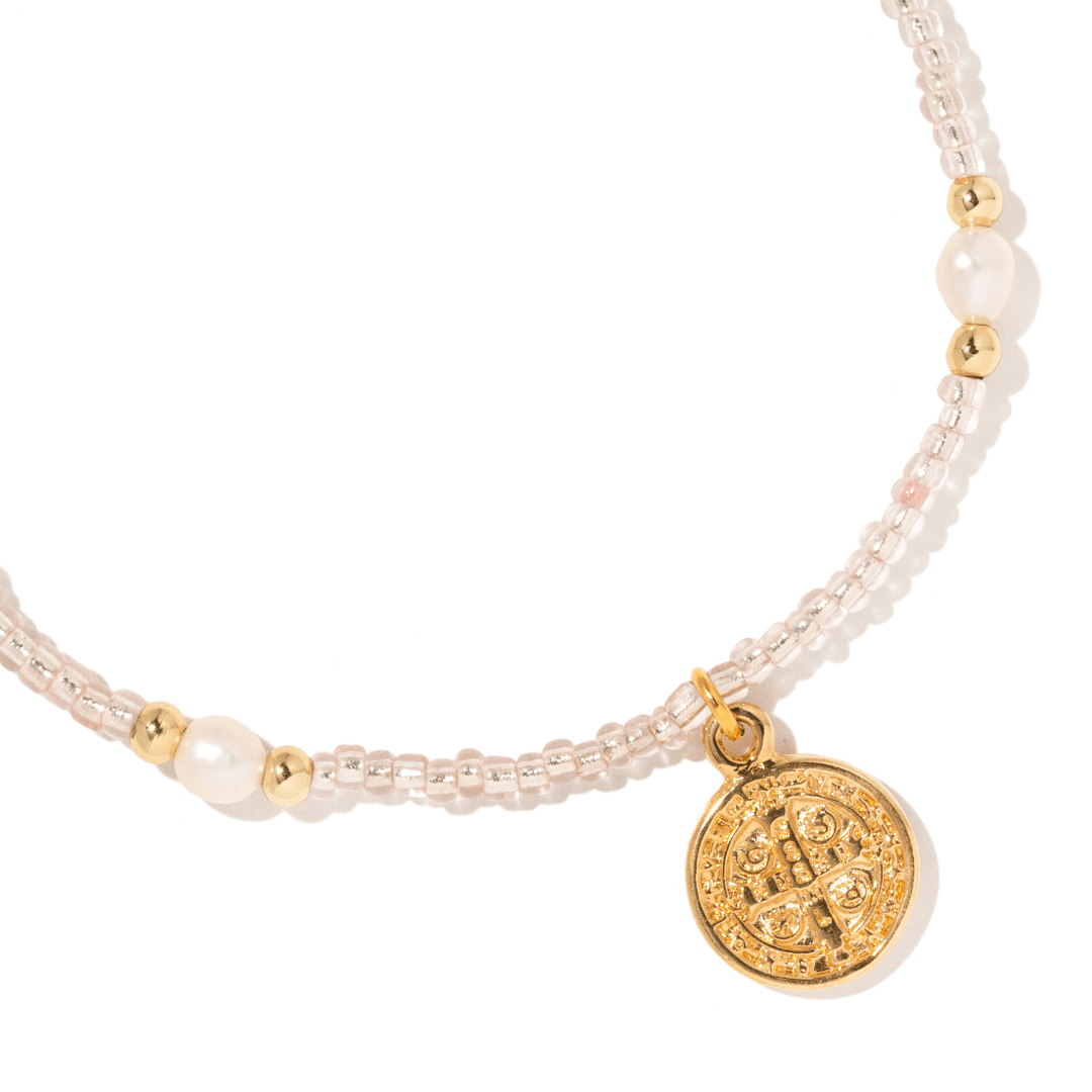 Saint Benedict Blush Pearl Bracelet - PULSERAS - Malandra Jewelry - TP2469