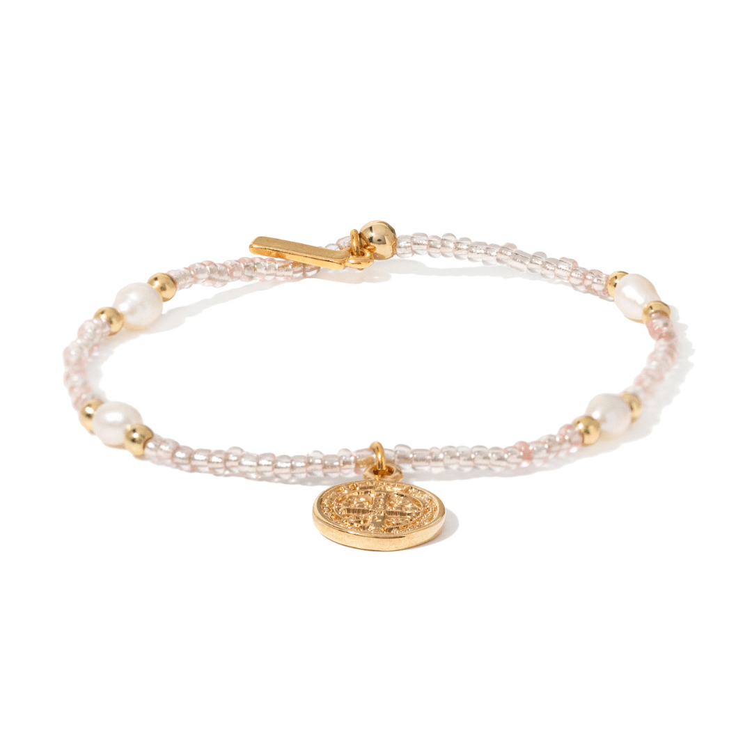 Saint Benedict Blush Pearl Bracelet - PULSERAS - Malandra Jewelry - TP2469