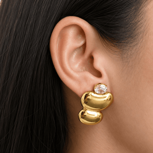 SCULPTED GLEAM EARRINGS - ARETES - Malandra Jewelry - EUWA350-JDE0111125