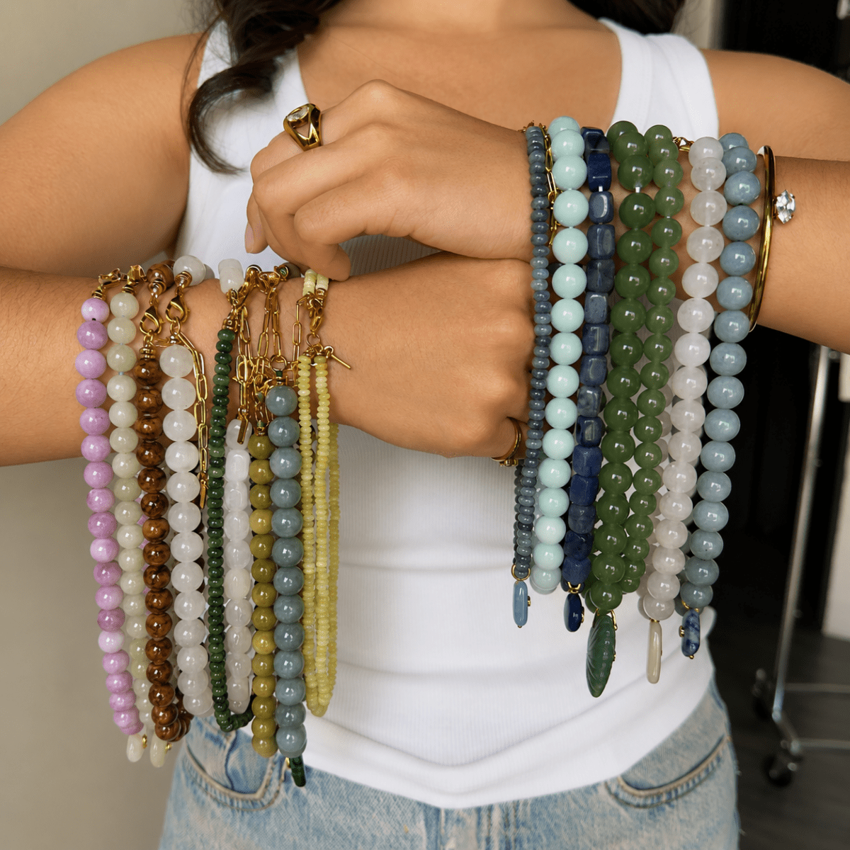 SEAFOAM JADE GAIA NECKLACE - COLLARES - Malandra Jewelry - TC2435