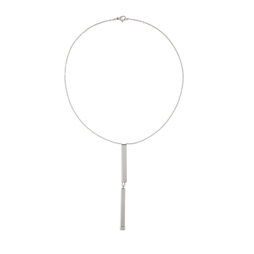 SECRET MESSAGE CUSTOM VERTICAL SILVER NECKLACE - COLLARES GRABADOS - Malandra Jewelry - ESYC3.P