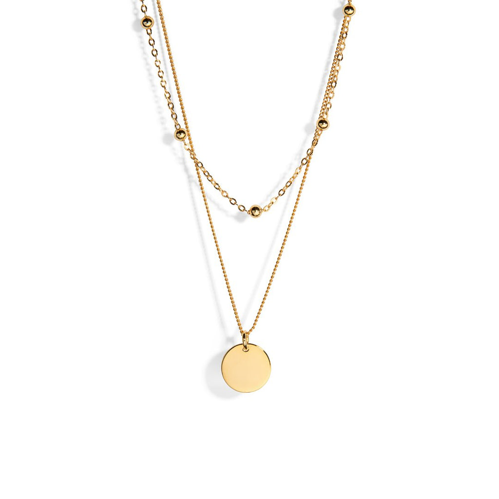 SERENA BULLES & CIRCLE DUAL NECKLACE - COLLARES - Malandra Jewelry - EAWC42 - AAN42 - 2