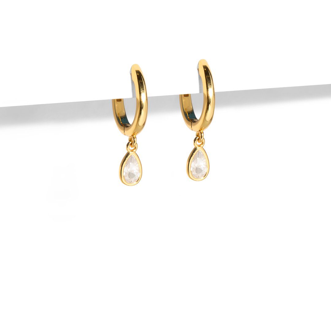 SERENA CRYSTAL DROP HUGGIES - ARETEES - Malandra Jewelry - EAWA70 - MME0131 - 1 opal