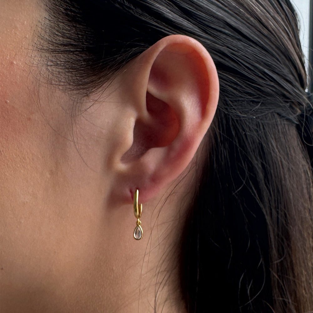 SERENA CRYSTAL DROP HUGGIES - ARETEES - Malandra Jewelry - EAWA70 - MME0131 - 1 opal