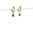 SERENA EMERALD DROP HUGGIES - ARETES - Malandra Jewelry - EAWA55 - MME0131 - 2