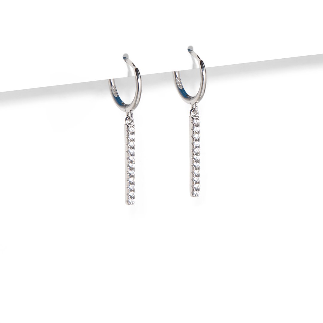 SERENA SPARK LINE SILVER HUGGIES - ARETES - Malandra Jewelry - EAWA40.P - AAE008 - 1