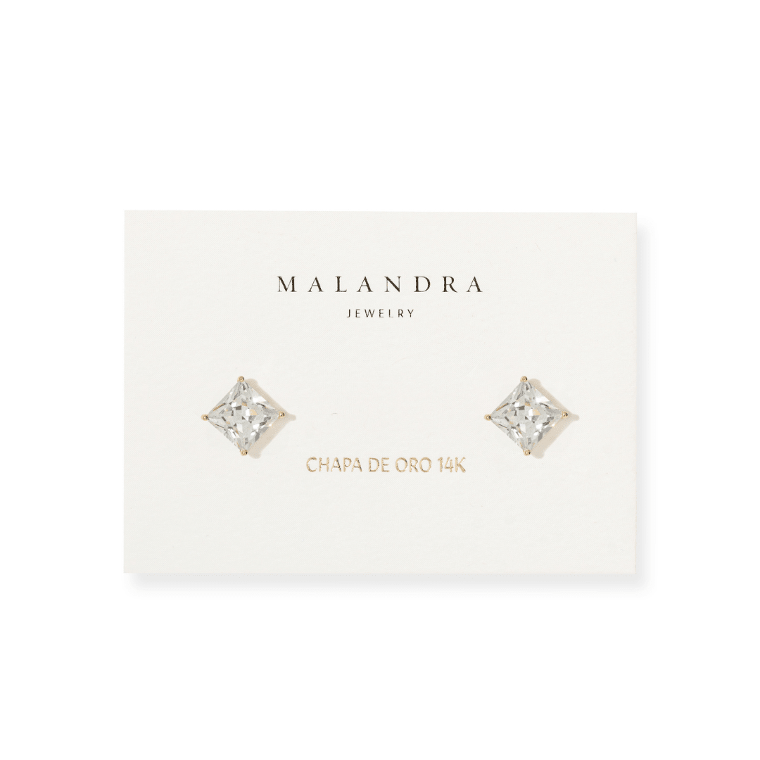 Shimmer Square Studs - ARETES - Malandra Jewelry - ZWA159-QX01076Y