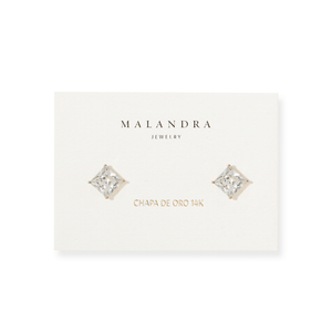 Shimmer Square Studs - ARETES - Malandra Jewelry - ZWA159-QX01076Y