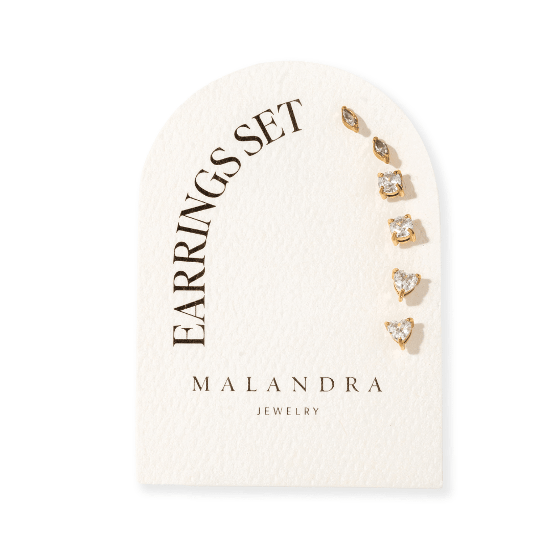 SHIMMER STUD EARRING SET - ARETES - Malandra Jewelry - EUWA560-JDE0301323